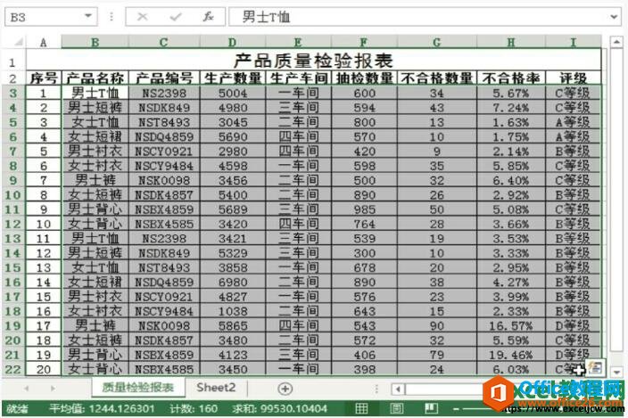 选择excel表格中排序的单元格区域