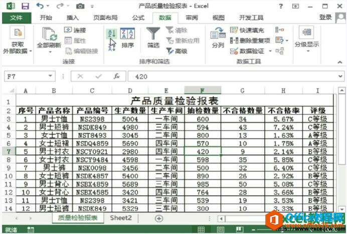 excel2013中一键排序而且序号不变化