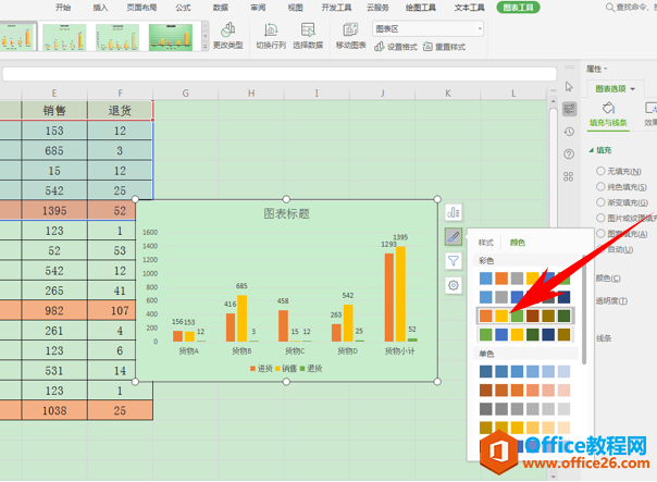 WPS excel如何改变图表样式和颜色