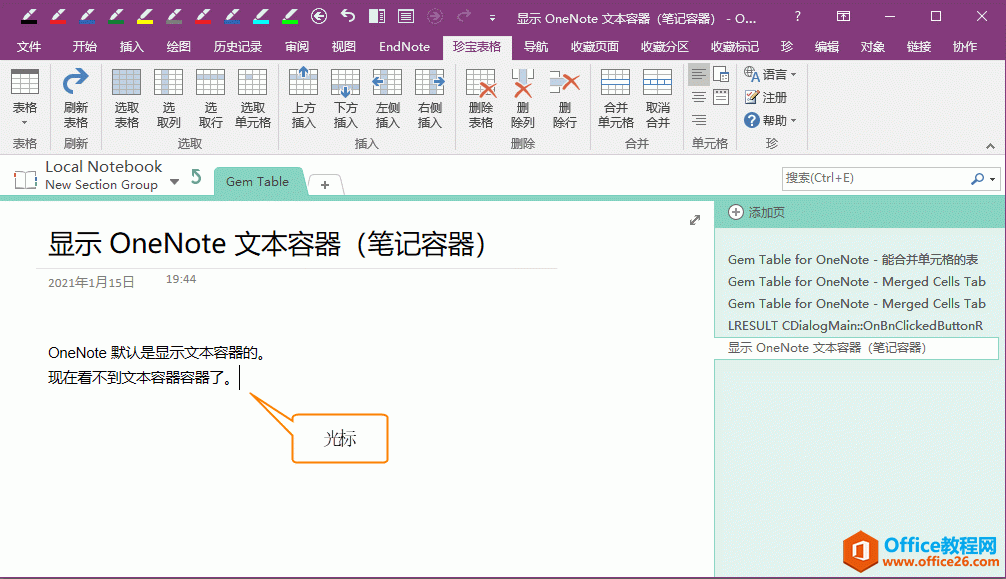 OneNote不显示文本容器