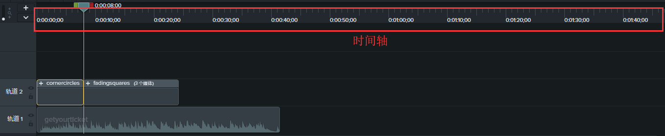 图片1：Camtasia轨道上的时间轴