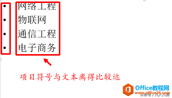 ppt文档中的项目符号与文本离得比较远，怎样调整？