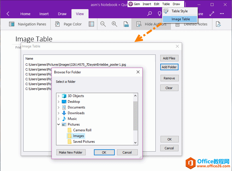 <b>一次存放多张相片，并列表到 OneNote for Windows 10 里</b>