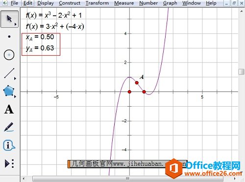 作函数图像上的点A