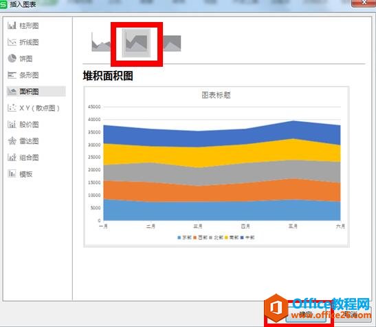 WPS excel如何将表格转换为堆积面积图