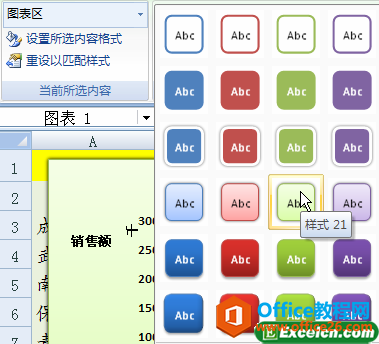 给excel图表设置边框和背景的样式