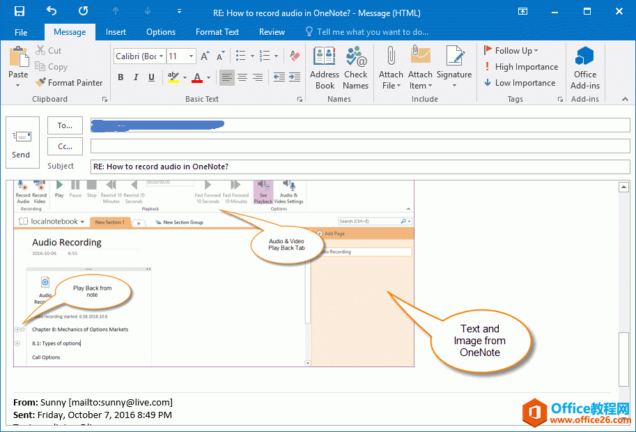 Outlook 里看到的效果