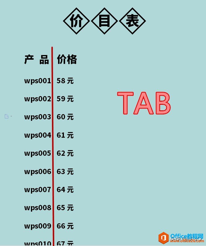 WPS小技巧——word快速制作“价目表”