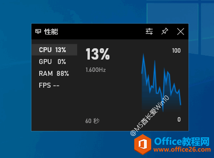 Xbox Game Bar“性能”面板