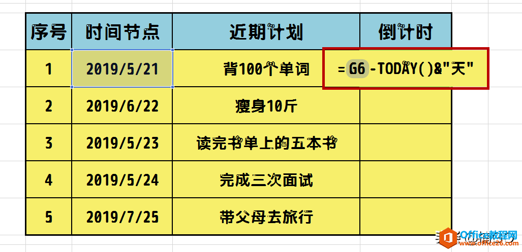 Excel小技巧——自动倒计时制作方法