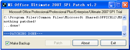 Office2007软件提示PATCHING DONE