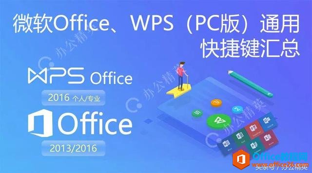 Office 2013/2016、WPS 2016(PC版)通用快捷键及汇总大全