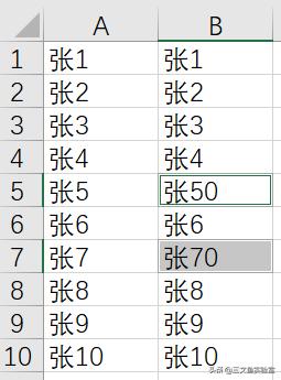 Excel表格数据的比较和检查（对比比较差异）