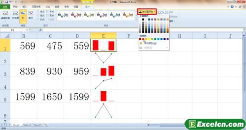 给excel2010的迷你图添加色彩