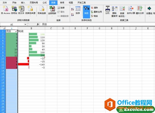 excel2010中按照颜色的筛选