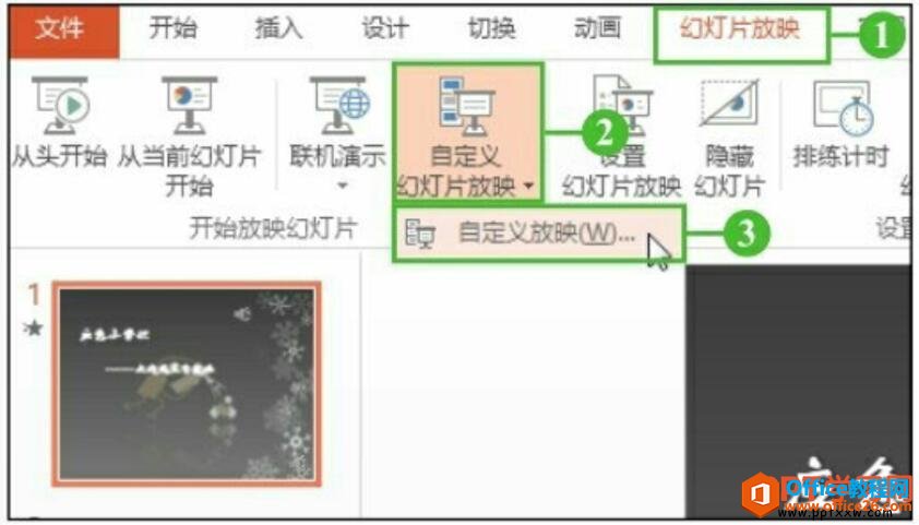 <b>PPT自定义放映幻灯片</b>