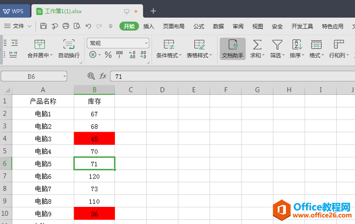 表格技巧—Excel里如何设置库存报警