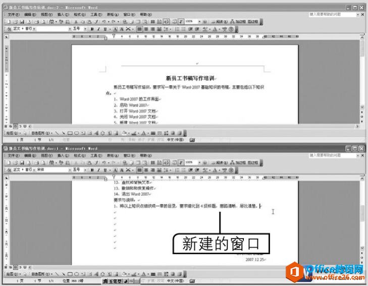 在两个窗口同时查看一篇Word文档