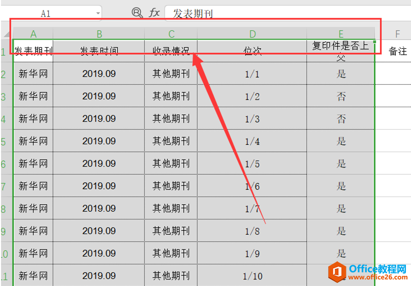 表格技巧—Excel中如何使单元格大小都统一