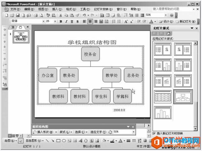 对ppt组织结构图进行文字格式化