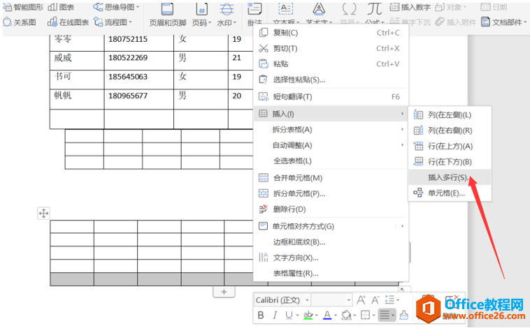 文字技巧—Word表格如何一次插入多行