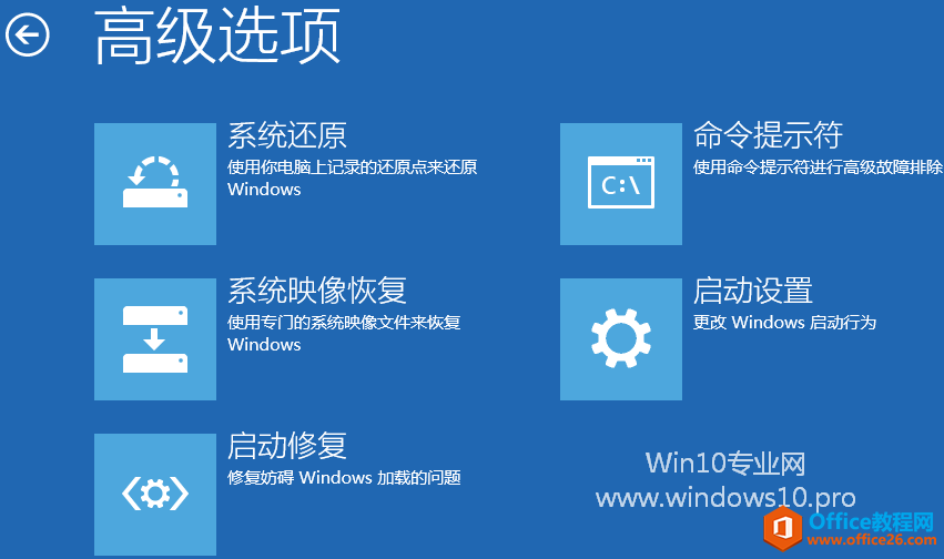Win10如何进入WinRE(Windows恢复环境)，Win10启动到WinRE的方法汇总：高级选项界面
