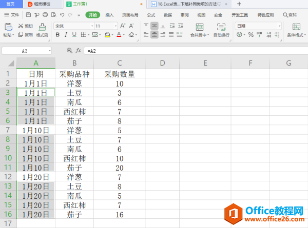 表格技巧—Excel 中定位空白区域后向下填补同类项的方法