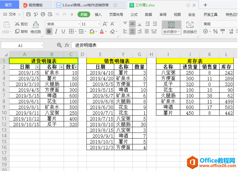 表格技巧—如何用Excel制作进销存表