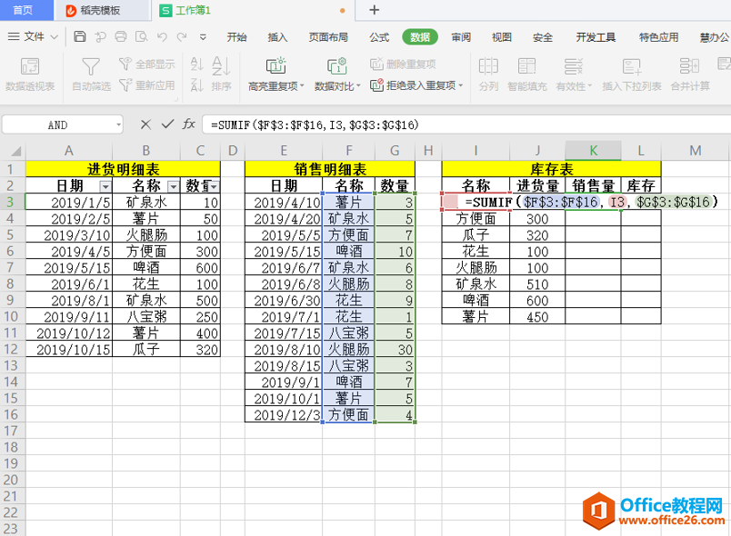 表格技巧—如何用Excel制作进销存表