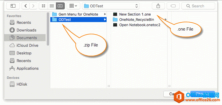 然后，在选择文件夹窗口中，选择一个 Mac 本地的 OneNote 笔记本的文件夹。