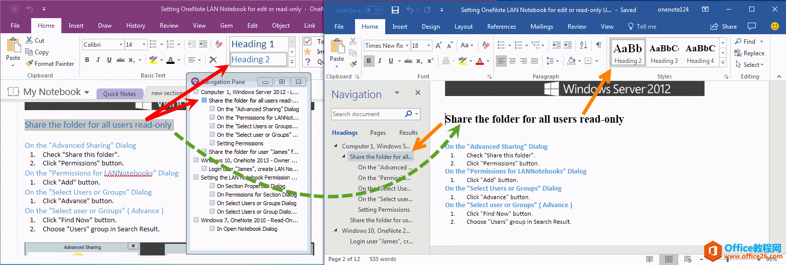 OneNote 标题样式和 Word 的标题样式