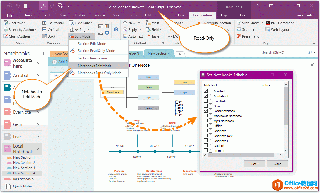 恢复多个 OneNote 笔记本为编辑状态