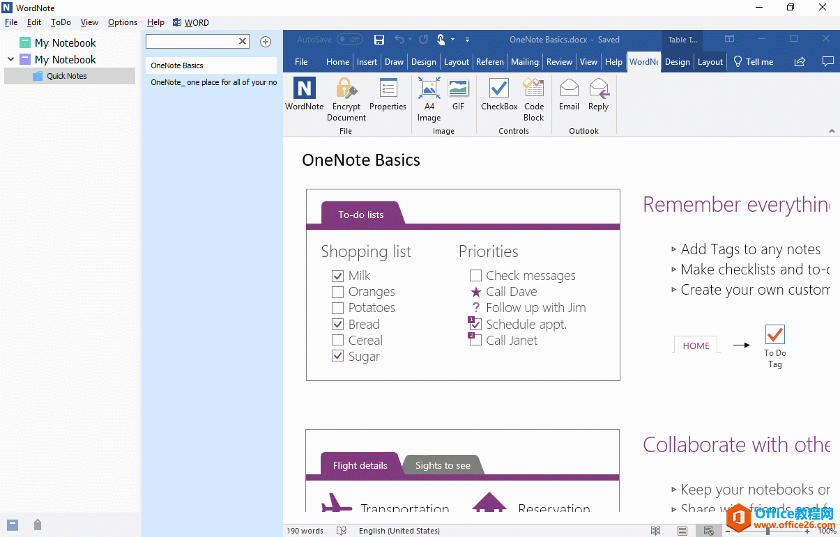 在 WordNote 里打开该 Windows 文件夹为笔记本 
