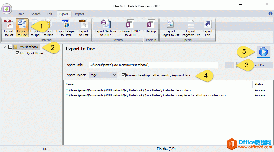 在 OneNote Batch 里导出所有笔记本的页面为 DOCX 文件 