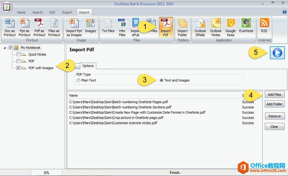 以文本带图片的方式导入 PDF 到 OneNote 里