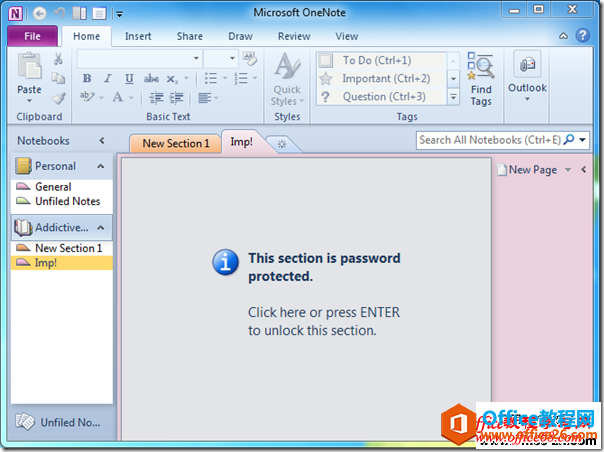 OneNote 2010密码保护 基础教程5