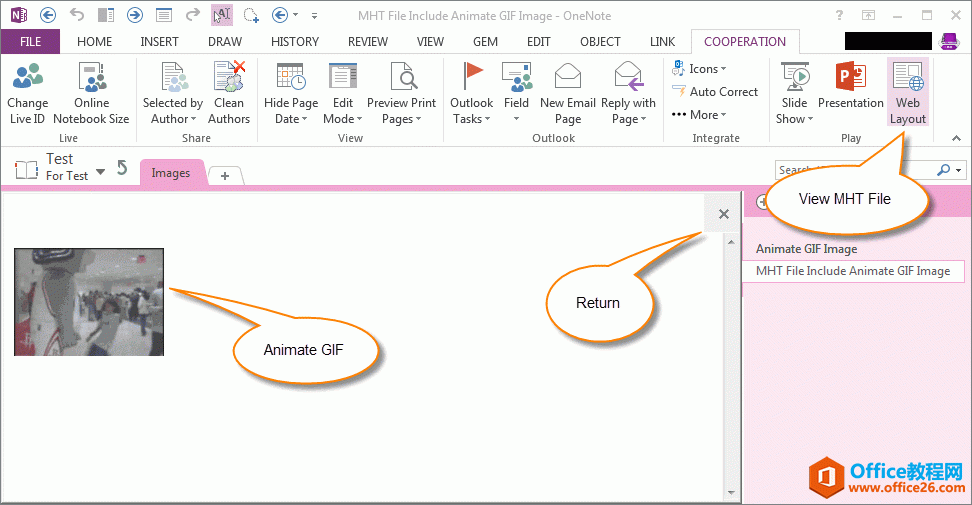 在 OneNote 中播放 GIF 动画