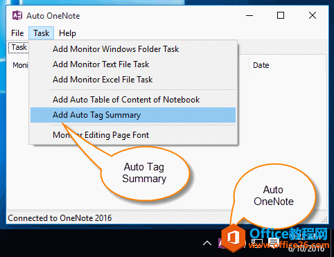 使用 OneNote 自动工具“创建自动标记摘要页”任务
