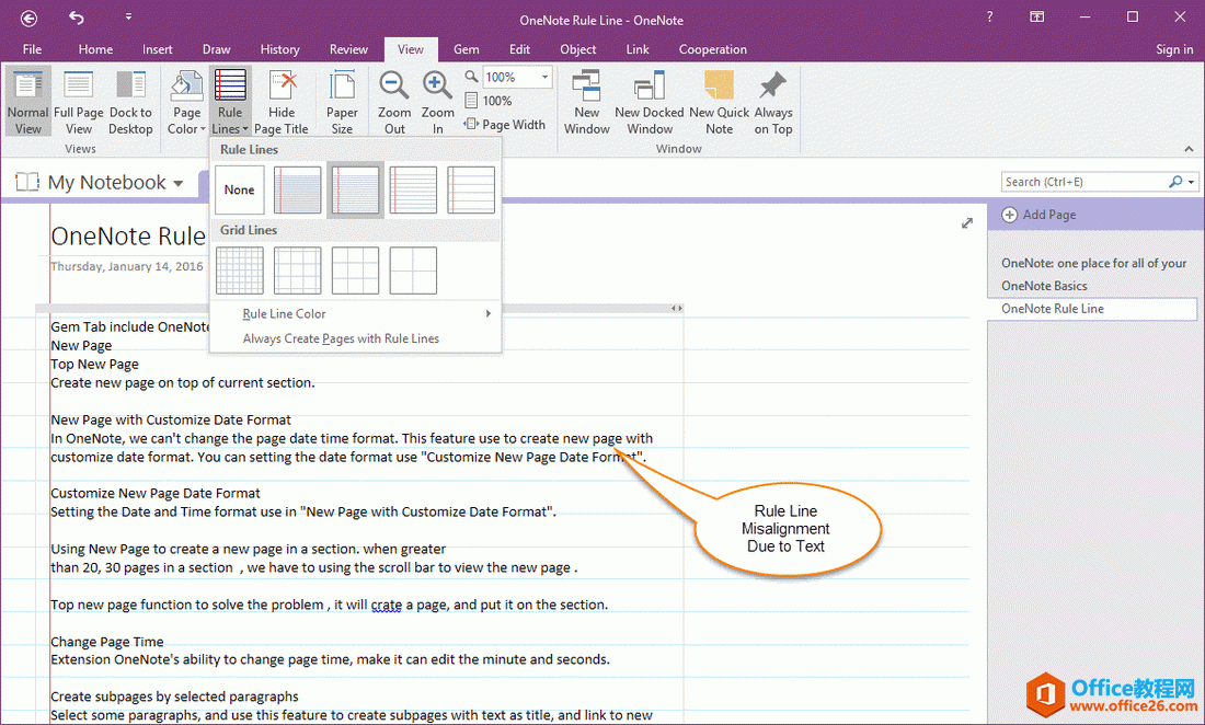 <b>如何在 OneNote 中使用基准线类信纸模板，并输入文字在线上方？</b>