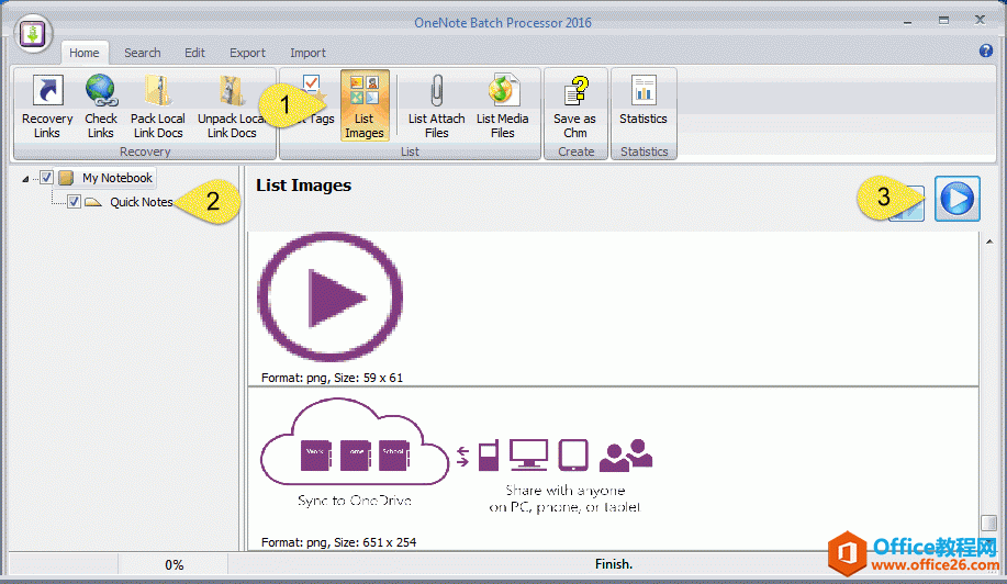 列表指定的OneNote 笔记本或者分区里的图片