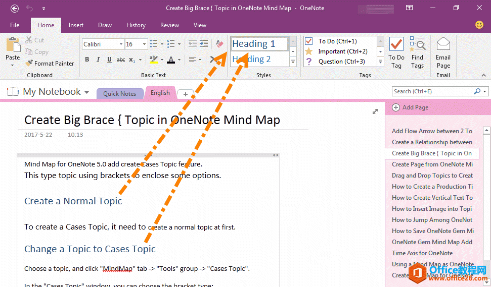 <b>如何批量为所有 OneNote 页面创建标题目录大纲，并为每个标题添加返回目录标签</b>