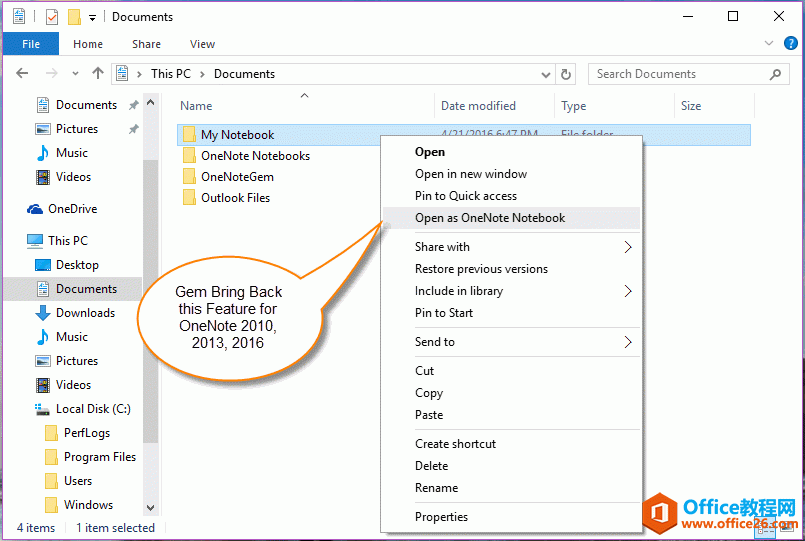 Gem 给 OneNote 2010, 2013, 2016 版本恢复这一功能 - Open as OneNote Notebook