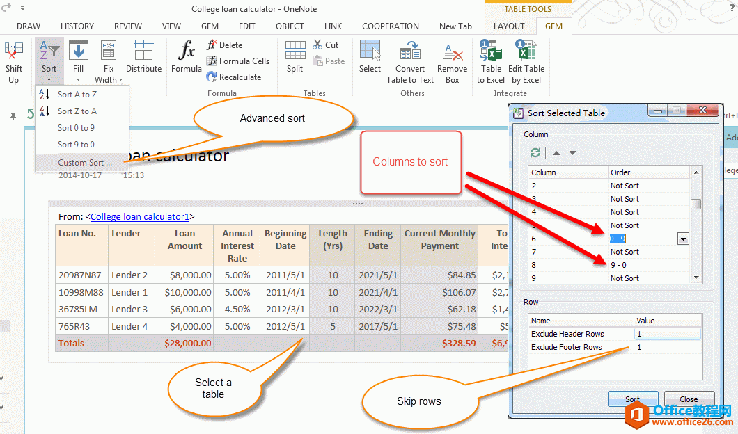 <b>如何按多列排序 OneNote 原生表格</b>