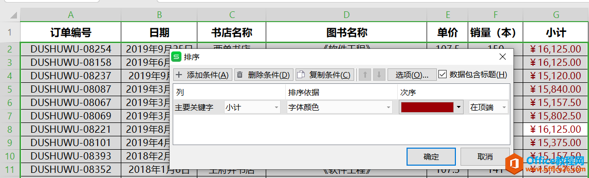 WPS excel表格数据排序 图解实例教程9