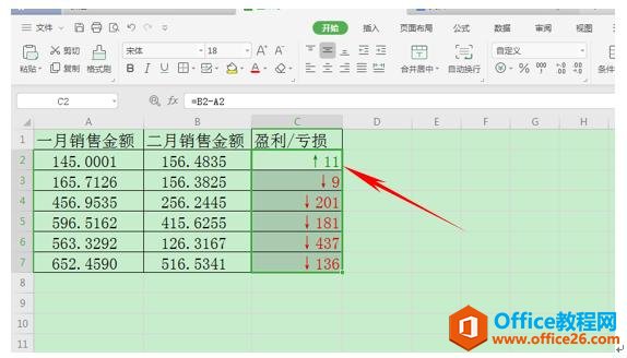 WPS表格技巧—如何给数据制作升降箭头