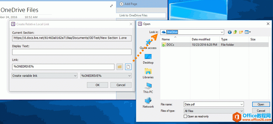 指定一个 OneDrive 本地库里的一个文件