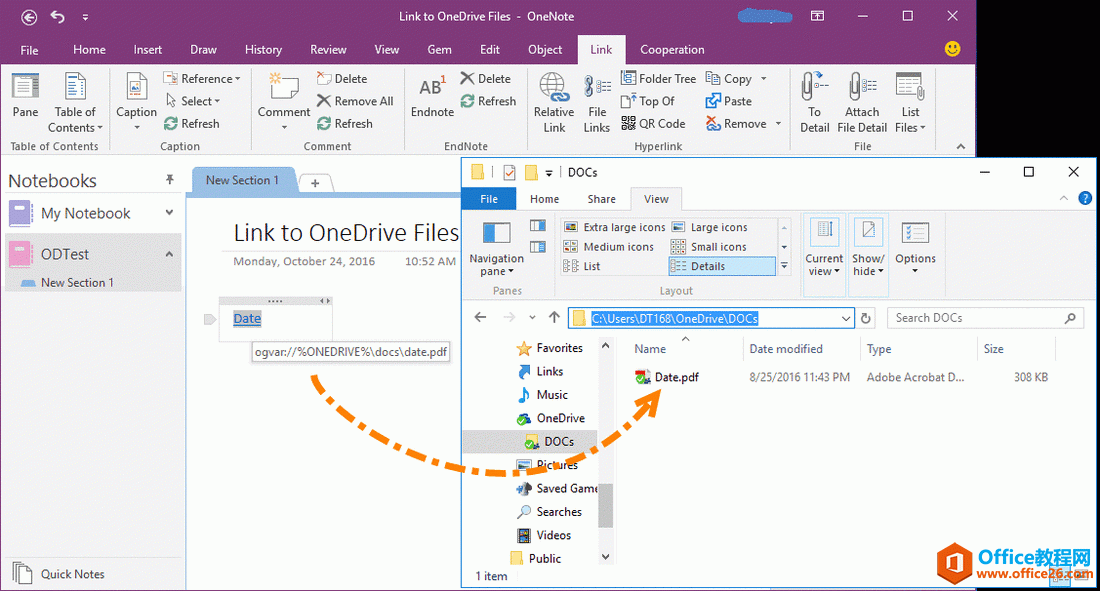 一个 OneDrive 变量链接