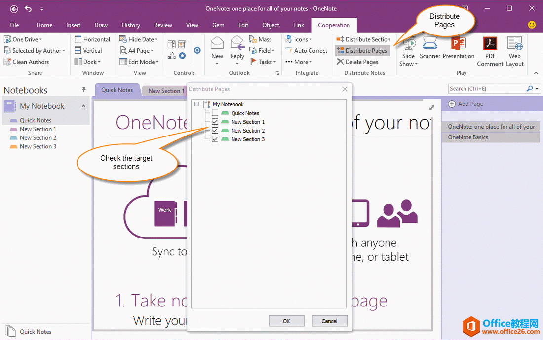 <b>如何在 OneNote 中一次克隆多个选中的页面到多个分区中</b>