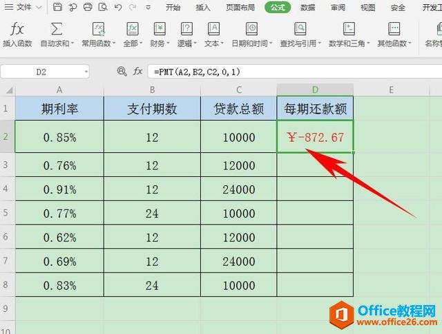 Excel表格技巧—如何用PPMT函数计算规定期间本金偿还额