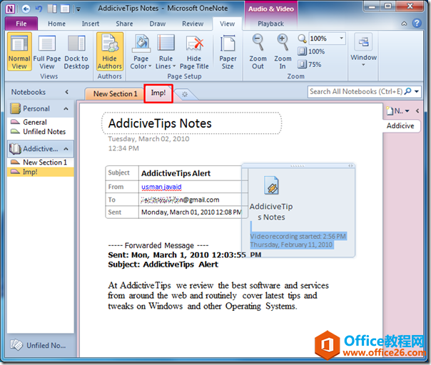 <b>OneNote 利用用密码保护分区</b>